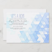 水彩画の幾何学的な青色児のシャワーの招待状 招待状 (正面)