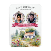 水彩画の庭の野の花 春のウェディング フォト マグネット (縦)