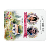 水彩画の庭の野生の花 春の結婚式の写真 マグネット (横)