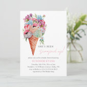 水彩画の彼女が捕まえられた ブライダルシャワー 招待状 (スタンド正面)