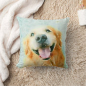 水彩画の微笑のゴールデン・リトリーバー クッション (ブランケット)