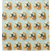 水彩画の微笑のゴールデン・リトリーバー シャワーカーテン (正面)