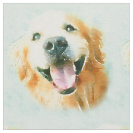 水彩画の微笑のゴールデン・リトリーバー ファブリック