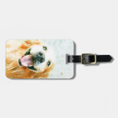 水彩画の微笑のゴールデン・リトリーバー ラゲッジタグ (正面横)