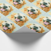 水彩画の微笑のゴールデン・リトリーバー ラッピングペーパー (コーナー)