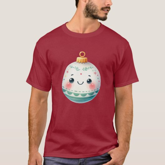 水彩画の微笑みクリスマスの飾り Tシャツ (正面)