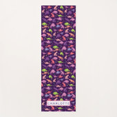 水彩画の恐竜のパーソナライズな子供の紫色の女の子 ヨガマット (正面)