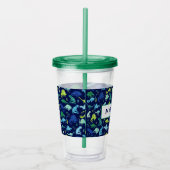 水彩画の恐竜はディーノパーソナライズなパターンをからかいます アクリルタンブラー (右)