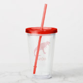 水彩画の恐竜はパーソナライズで赤いディーノをからかいます アクリルタンブラー (裏面)