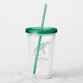 水彩画の恐竜はパーソナライズな緑のディーノをからかいます アクリルタンブラー (裏面)