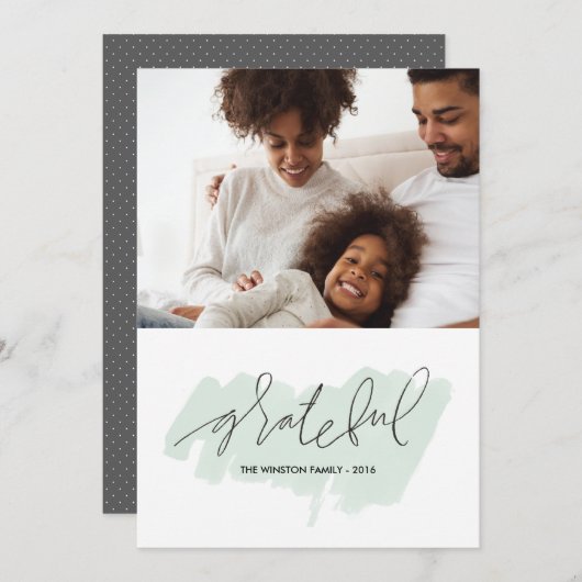 水彩画の感謝した休日の写真カード-フロスト シーズンカード (正面/裏面)