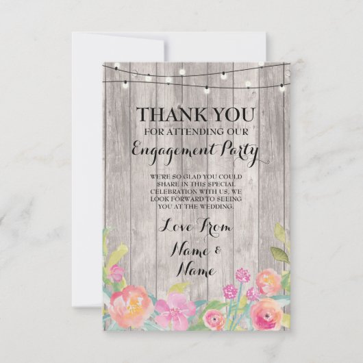 水彩画の感謝の気持ちを込めたエンゲージメントウェディングフラワー 招待状 (正面)