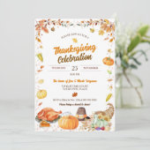 水彩画の感謝祭のお祝い 招待状 (スタンド正面)