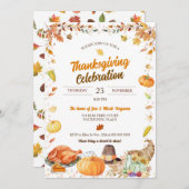 水彩画の感謝祭のお祝い 招待状 (正面/裏面)