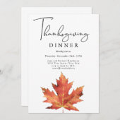 水彩画の感謝祭の食事 招待状 (正面/裏面)