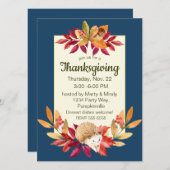 水彩画の感謝祭ハリネズミ、どんぐり、ベリー 招待状 (正面/裏面)