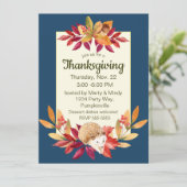 水彩画の感謝祭ハリネズミ、どんぐり、ベリー 招待状 (スタンド正面)