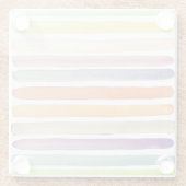 水彩画の手塗りのブラシの打撃、旗 ガラスコースター (裏面)