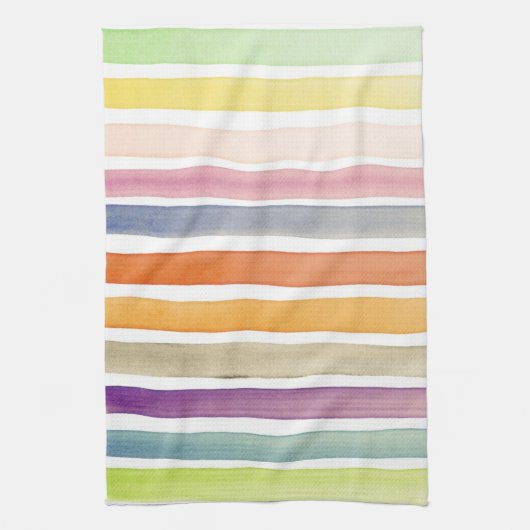 水彩画の手塗りのブラシの打撃、旗 キッチンタオル (縦)