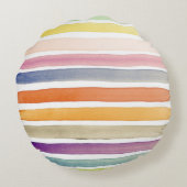 水彩画の手塗りのブラシの打撃、旗 ラウンドクッション (裏面)