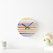 水彩画の手塗りのブラシの打撃、旗 ラウンド壁時計 (ホーム)