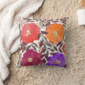 水彩画の手塗りの花の枕 クッション (ブランケット)