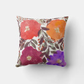 水彩画の手塗りの花の枕 クッション (裏面)