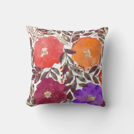 水彩画の手塗りの花の枕 クッション