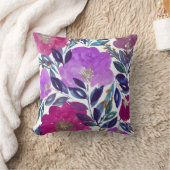 水彩画の手塗りの花の枕 クッション (ブランケット)