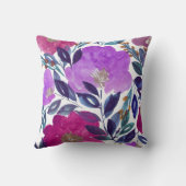 水彩画の手塗りの花の枕 クッション (裏面)