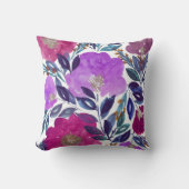 水彩画の手塗りの花の枕 クッション (正面)