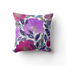 水彩画の手塗りの花の枕