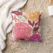 水彩画の手塗りの花の枕 クッション (ブランケット)
