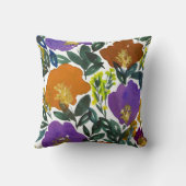 水彩画の手塗りの花の枕 クッション (裏面)