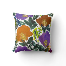 水彩画の手塗りの花の枕