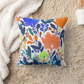 水彩画の手塗りの花の枕 クッション (ブランケット)