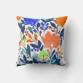 水彩画の手塗りの花の枕 クッション (裏面)