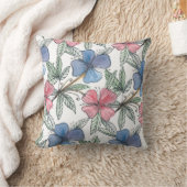 水彩画の手塗りの花の枕 クッション (ブランケット)