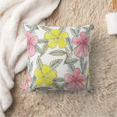 水彩画の手塗りの花の枕 クッション (ブランケット)