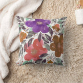 水彩画の手塗りの花の枕 クッション (ブランケット)