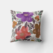 水彩画の手塗りの花の枕 クッション (裏面)