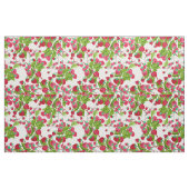 水彩画の手塗りの赤い緑のいちご ファブリック (ファットクウォーター)