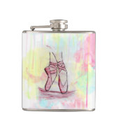 水彩画の手描きがかわいいバレエ靴 フラスク (正面)