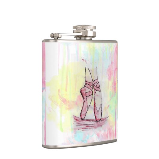 水彩画の手描きがかわいいバレエ靴 フラスク (右)