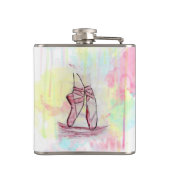 水彩画の手描きがかわいいバレエ靴 フラスク (裏面)