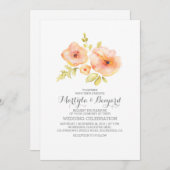 水彩画の手描きの花のロマンチックなウェディング 招待状 (正面/裏面)