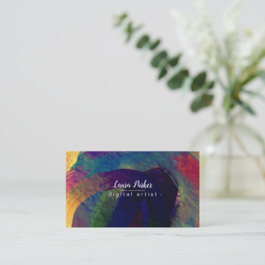 水彩画の抽象的でエレガントな（ばちゃばちゃ）跳ねるの打撃の芸術 名刺 (スタンド正面)