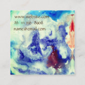水彩画の抽象的でカスタムな名刺 スクエア名刺 (裏面)