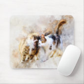 水彩画の抽象的な愛猫アート マウスパッド (マウス)