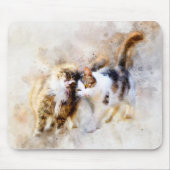 水彩画の抽象的な愛猫アート マウスパッド (正面)